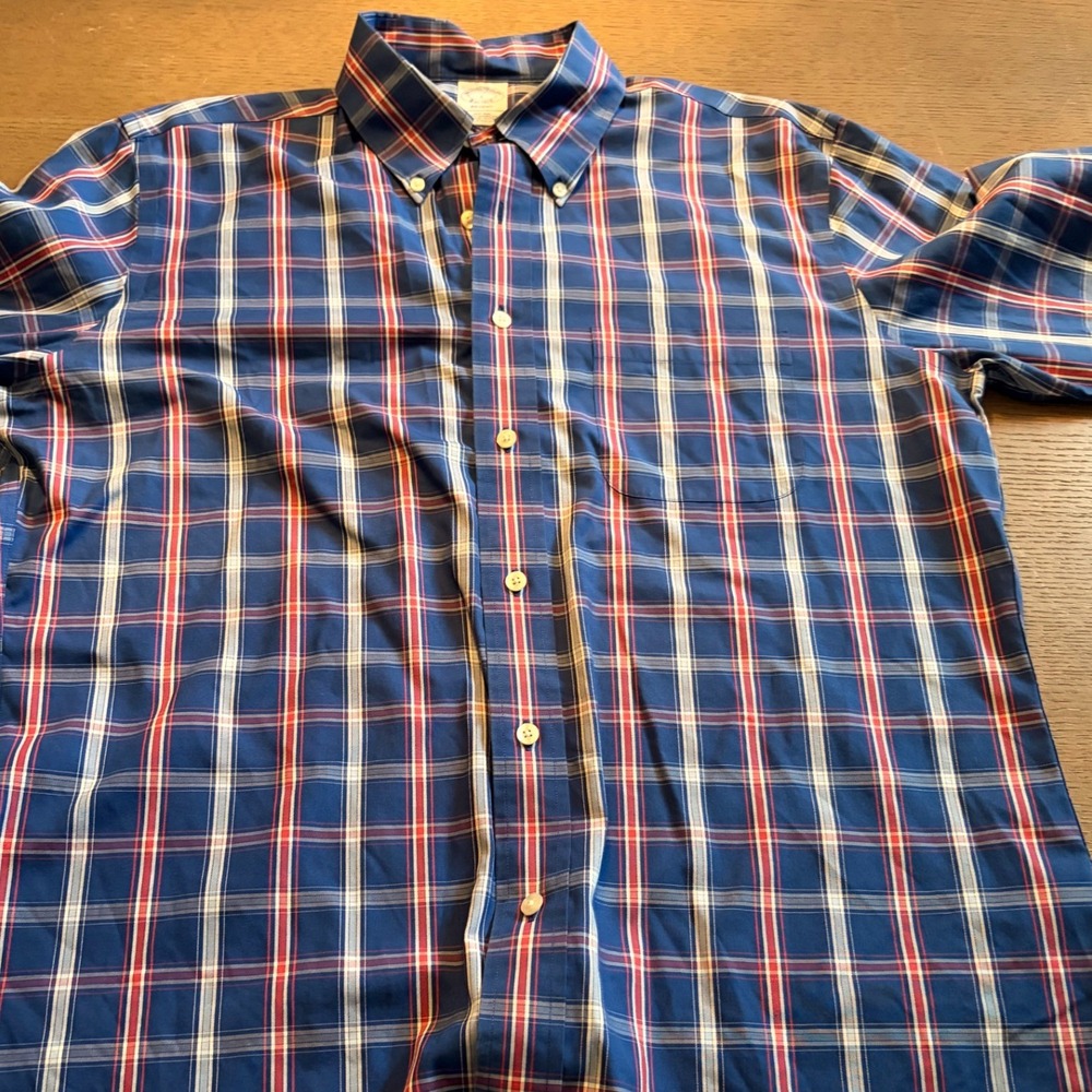 Brooks Brothers Mens L Blue Red Plaid Supima Cotton Button Down Long Sleeve - Picture 2 of 10